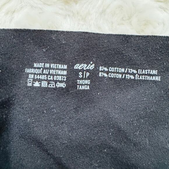 aerie black thong tanga cotton underwear panties undies Small NEW - Picture 4 of 4